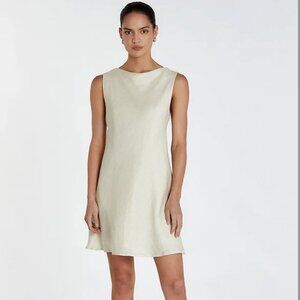 HARMONY PUTTY COWL LINEN MINI DRESS - 2